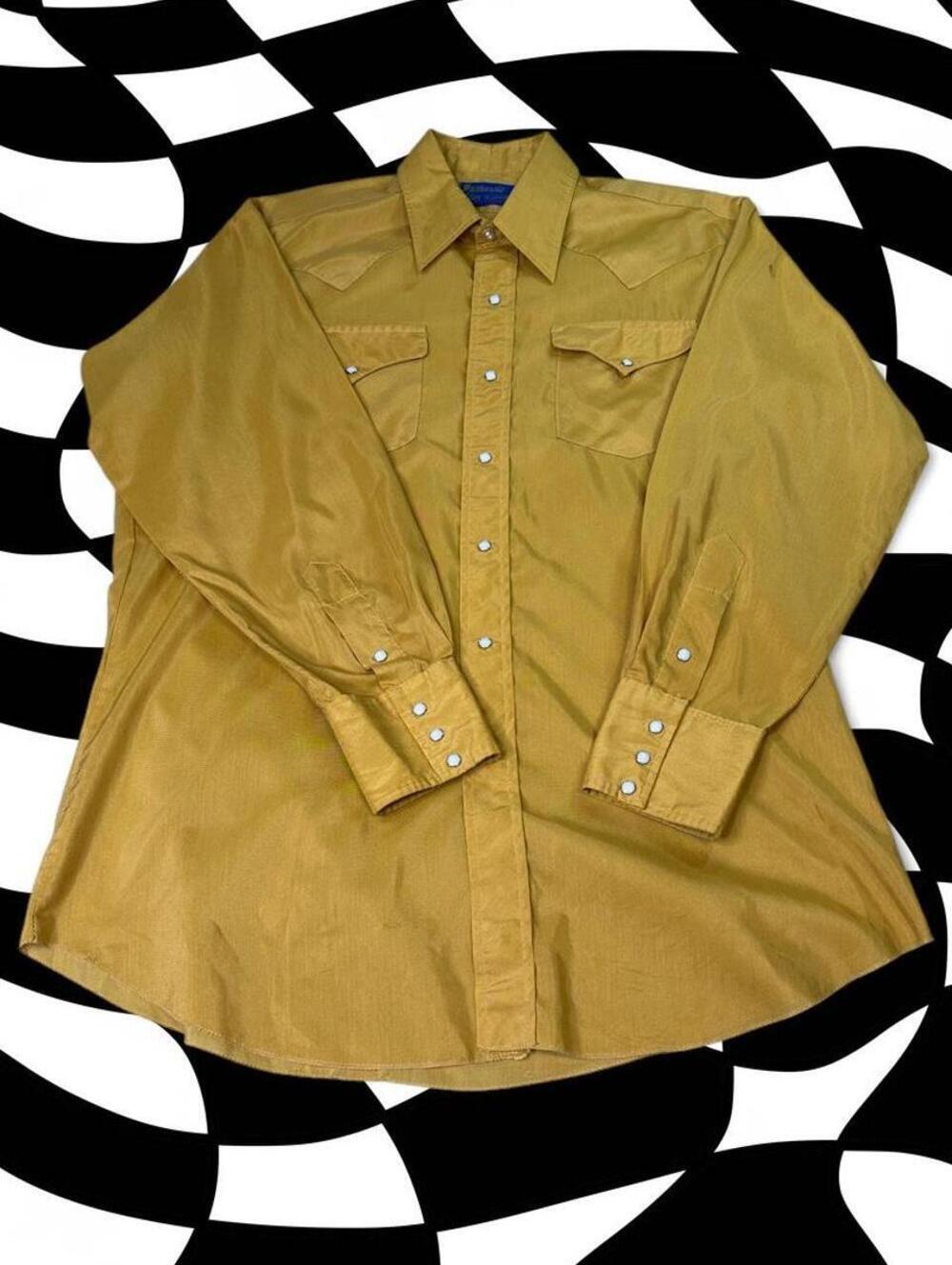 Vintage Panhandle Slim yellow button-up shirt with pearl snaps